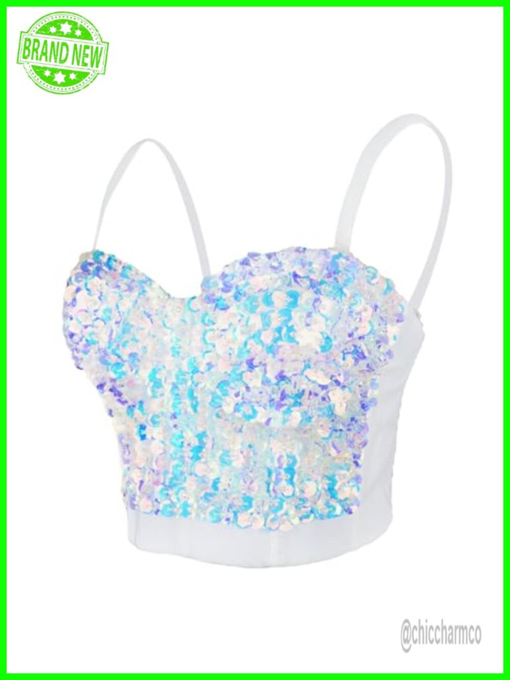 ELLACCI Sequin Bustier Crop Top Push Up Corset Party Clubwear